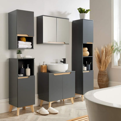 FLORENCE MIRRORED WALL CABINET GREY