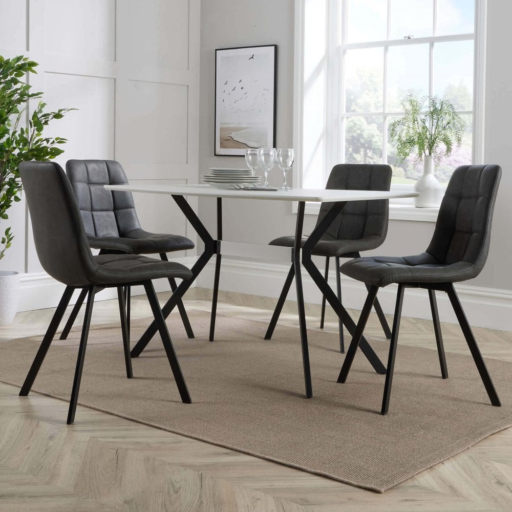 LUXOR DINING SET & 4 GREY CHAIRS