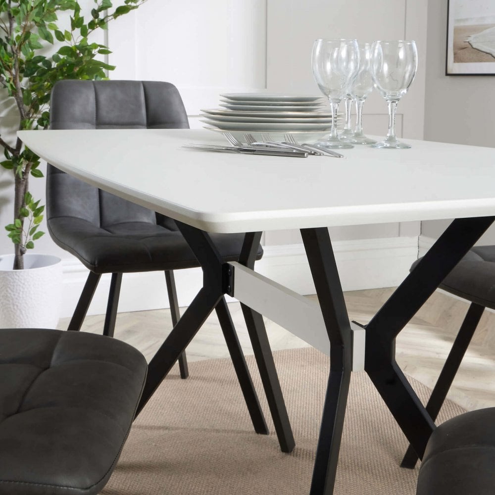 LUXOR DINING SET & 4 GREY CHAIRS